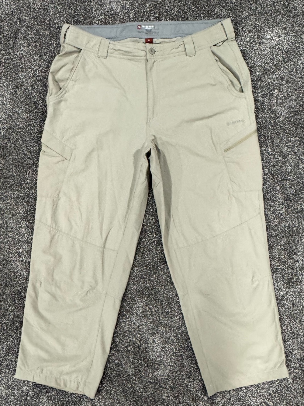 Simms Fishing Pants Mens XL Beige Guide Series Cargo Lightweight Stretch Nylon